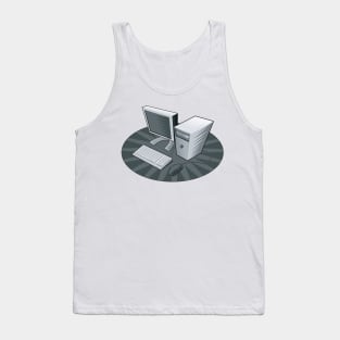 PC Computer Woodcut  Retro Tank Top